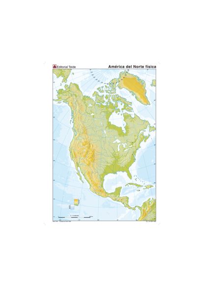 Mapa Mudo Color Din A4 America Del Norte Fisico