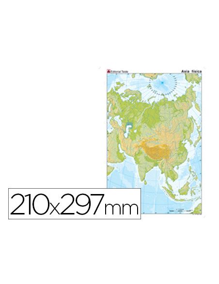 Mapa Mudo Color Din A4 Asia Fisico