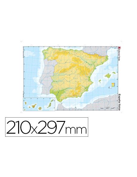Mapa Mudo Color Din A4 España Fisico