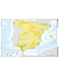 Mapa Mudo Color Din A4 España Fisico 2