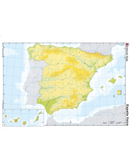 Mapa Mudo Color Din A4 España Fisico