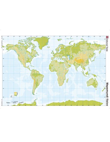 Mapa Mudo Color Din A4 Planisferio Fisico