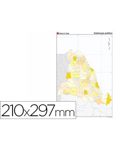 Mapa Mudo Color Din A4 Cataluña Politico