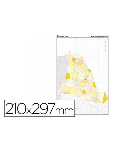 Mapa Mudo Color Din A4 Cataluña Politico