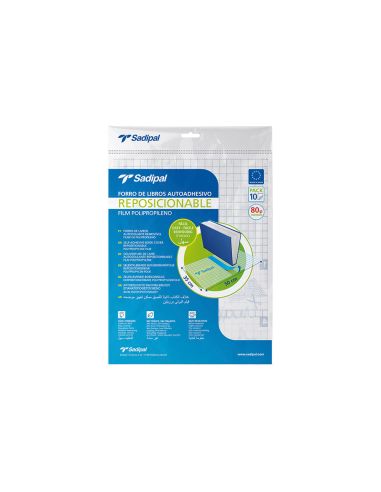 Forralibro Adhesivo Para Libros Sadipal Reposicionable 80 Mc 50X35 Cm Pack De 10 Unidades