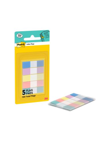Banderitas Separadoras Dispensador Post-It Index Flags 683-5 Pastelo 11,9X43,2 Mm Pack De 20 Unidades X 5