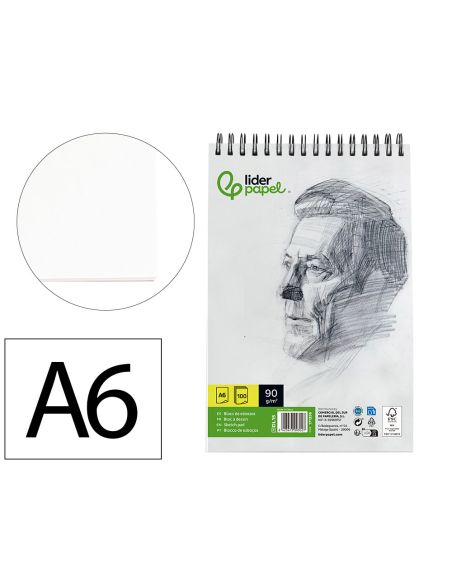 Bloc Dibujo Liderpapel Esbozos Espiral Din A6 105X148Mm 100 Hojas 90Gr/M2 Sin Recuadro