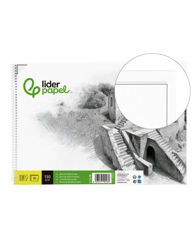 Bloc Dibujo Liderpapel Lineal Historico Espiral 230X325Mm 20 Hojas 130G/M2 Con Recuadro Perforado