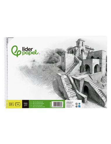 Bloc Dibujo Liderpapel Lineal Historico Espiral 230X325Mm 20 Hojas 130G/M2 Con Recuadro Perforado