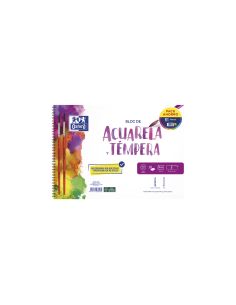 Bloc De Dibujo Oxford Acuarela Espiral Din A4+ 10 Hojas Microperforado Con Pinceles