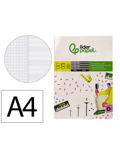 Bloc Musica Y Canto Liderpapel Pentagrama Interlineado 2 Mm Cuadricula 5Mm Din A4 24 Hojas 100G/M2
