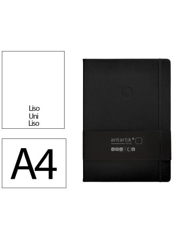 Cuaderno Con Gomilla Antartik Notes Tapa Dura A4 Hojas Lisas Negro 100 Hojas 80 Gr Fsc