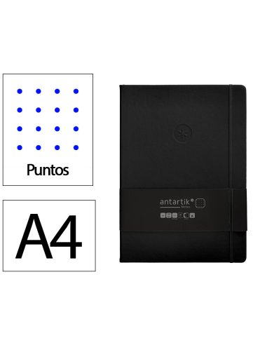 Cuaderno Con Gomilla Antartik Notes Tapa Dura A4 Hojas Puntos Negro 100 Hojas 80 Gr Fsc