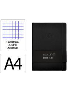 Cuaderno Con Gomilla Antartik Notes Tapa Dura A4 Hojas Cuadricula Negro 100 Hojas 80 Gr Fsc