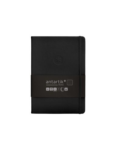 Cuaderno Con Gomilla Antartik Notes Tapa Dura A5 Hojas Rayas Negro 100 Hojas 80 Gr Fsc