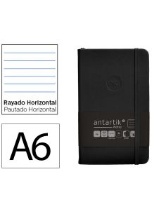 Cuaderno Con Gomilla Antartik Notes Tapa Dura A6 Hojas Rayas Negro 100 Hojas 80 Gr Fsc