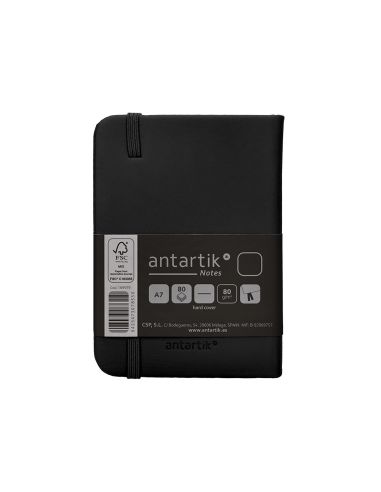 Cuaderno Con Gomilla Antartik Notes Tapa Dura A7 Hojas Lisas Negro 80 Hojas 80 Gr Fsc