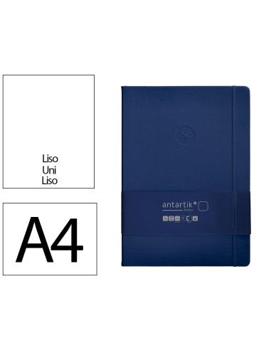 Cuaderno Con Gomilla Antartik Notes Tapa Dura A4 Hojas Lisas Azul Marino 100 Hojas 80 Gr Fsc