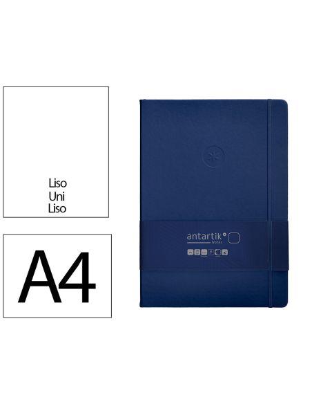 Cuaderno Con Gomilla Antartik Notes Tapa Dura A4 Hojas Lisas Azul Marino 100 Hojas 80 Gr Fsc