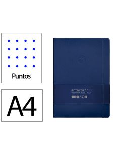 Cuaderno Con Gomilla Antartik Notes Tapa Dura A4 Hojas Puntos Azul Marino 100 Hojas 80 Gr Fsc