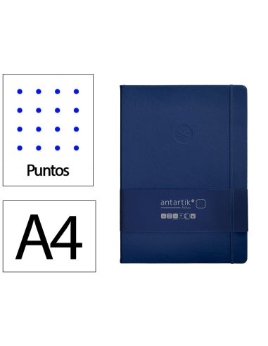 Cuaderno Con Gomilla Antartik Notes Tapa Dura A4 Hojas Puntos Azul Marino 100 Hojas 80 Gr Fsc