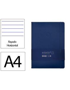 Cuaderno Con Gomilla Antartik Notes Tapa Dura A4 Hojas Rayas Azul Marino 100 Hojas 80 Gr Fsc
