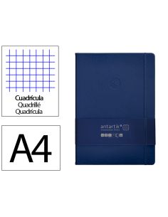 Cuaderno Con Gomilla Antartik Notes Tapa Dura A4 Hojas Cuadricula Azul Marino 100 Hojas 80 Gr Fsc