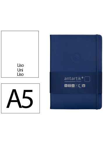 Cuaderno Con Gomilla Antartik Notes Tapa Dura A5 Hojas Lisas Azul Marino 100 Hojas 80 Gr Fsc
