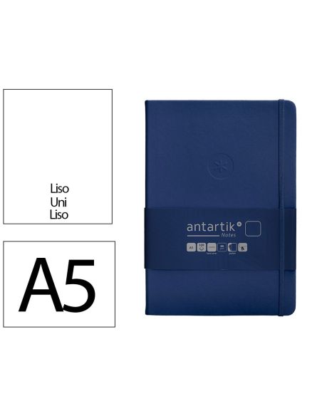 Cuaderno Con Gomilla Antartik Notes Tapa Dura A5 Hojas Lisas Azul Marino 100 Hojas 80 Gr Fsc