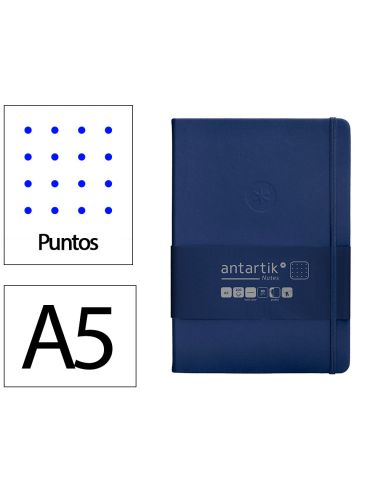 Cuaderno Con Gomilla Antartik Notes Tapa Dura A5 Hojas Puntos Azul Marino 100 Hojas 80 Gr Fsc