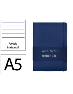 Cuaderno Con Gomilla Antartik Notes Tapa Dura A5 Hojas Rayas Azul Marino 100 Hojas 80 Gr Fsc