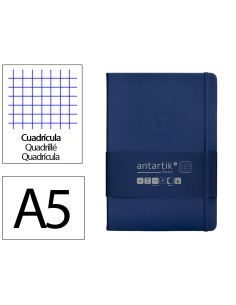 Cuaderno Con Gomilla Antartik Notes Tapa Dura A5 Hojas Cuadricula Azul Marino 100 Hojas 80 Gr Fsc