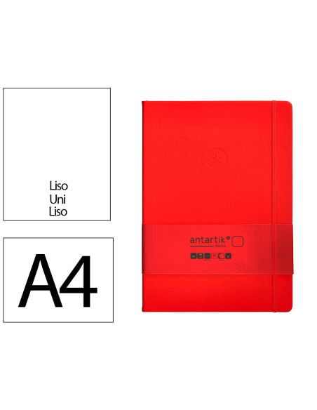 Cuaderno Con Gomilla Antartik Notes Tapa Dura A4 Hojas Lisas Rojo 100 Hojas 80 Gr Fsc