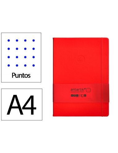 Cuaderno Con Gomilla Antartik Notes Tapa Dura A4 Hojas Puntos Rojo 100 Hojas 80 Gr Fsc