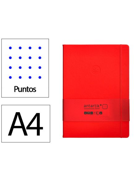Cuaderno Con Gomilla Antartik Notes Tapa Dura A4 Hojas Puntos Rojo 100 Hojas 80 Gr Fsc