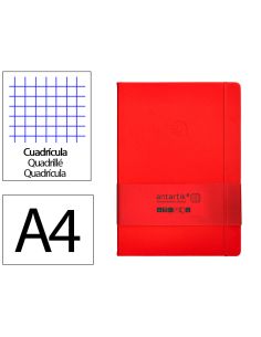 Cuaderno Con Gomilla Antartik Notes Tapa Dura A4 Hojas Cuadricula Rojo 100 Hojas 80 Gr Fsc