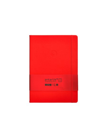 Cuaderno Con Gomilla Antartik Notes Tapa Dura A4 Hojas Cuadricula Rojo 100 Hojas 80 Gr Fsc