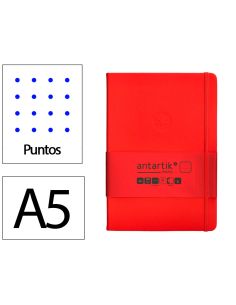 Cuaderno Con Gomilla Antartik Notes Tapa Dura A5 Hojas Puntos Rojo 100 Hojas 80 Gr Fsc