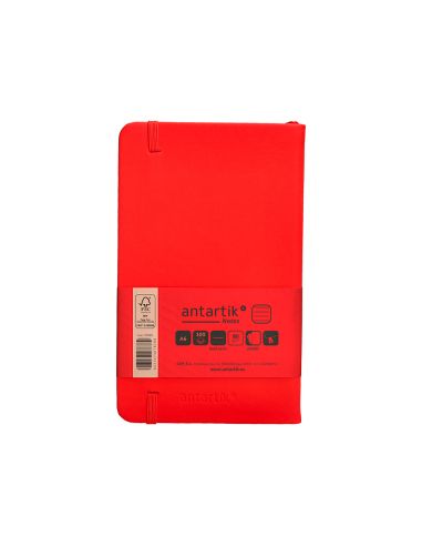 Cuaderno Con Gomilla Antartik Notes Tapa Dura A6 Hojas Rayas Rojo 100 Hojas 80 Gr Fsc
