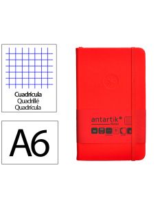 Cuaderno Con Gomilla Antartik Notes Tapa Dura A6 Hojas Cuadricula Rojo 100 Hojas 80 Gr Fsc