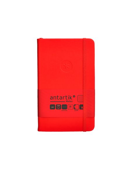 Cuaderno Con Gomilla Antartik Notes Tapa Dura A6 Hojas Cuadricula Rojo 100 Hojas 80 Gr Fsc