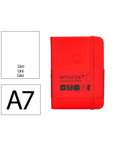 Cuaderno Con Gomilla Antartik Notes Tapa Dura A7 Hojas Lisas Rojo 80 Hojas 80 Gr Fsc