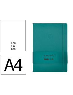 Cuaderno Con Gomilla Antartik Notes Tapa Dura A4 Hojas Lisas Verde Aguamarina 100 Hojas 80 Gr Fsc