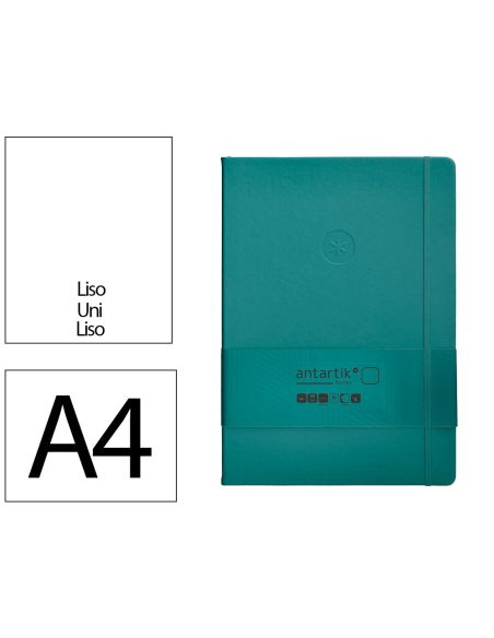 Cuaderno Con Gomilla Antartik Notes Tapa Dura A4 Hojas Lisas Verde Aguamarina 100 Hojas 80 Gr Fsc