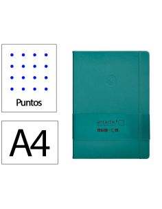 Cuaderno Con Gomilla Antartik Notes Tapa Dura A4 Hojas Puntos Verde Aguamarina 100 Hojas 80 Gr Fsc
