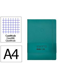 Cuaderno Con Gomilla Antartik Notes Tapa Dura A4 Hojas Cuadricula Verde Aguamarina 100 Hojas 80 Gr