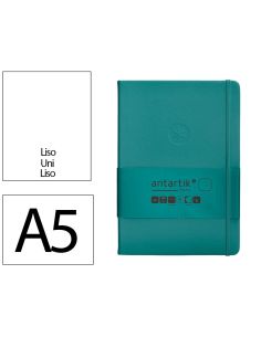 Cuaderno Con Gomilla Antartik Notes Tapa Dura A5 Hojas Lisas Verde Aguamarina 100 Hojas 80 Gr Fsc