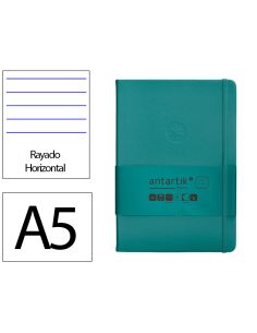 Cuaderno Con Gomilla Antartik Notes Tapa Dura A5 Hojas Rayas Verde Aguamarina 100 Hojas 80 Gr Fsc