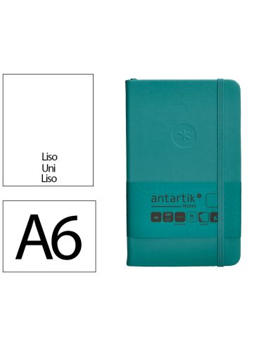 Cuaderno Con Gomilla Antartik Notes Tapa Dura A6 Hojas Lisas Verde Aguamarina 100 Hojas 80 Gr Fsc