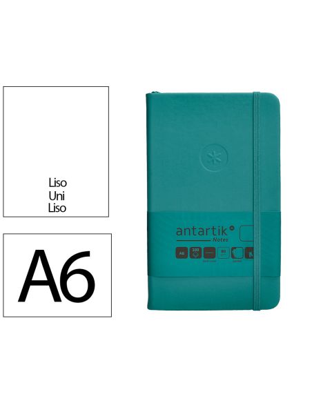Cuaderno Con Gomilla Antartik Notes Tapa Dura A6 Hojas Lisas Verde Aguamarina 100 Hojas 80 Gr Fsc